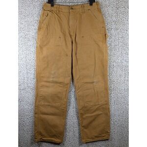 Carhartt Double Knee‎ Pant Mens 34x32 Fits 33x32 Duck B136 BRN Grunge Distressed